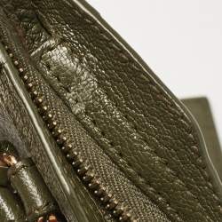 Pre Owned Balenciaga Olive Green Leather Nano City Metallic Edge Tote