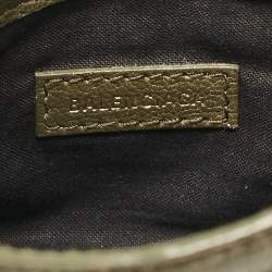 Pre Owned Balenciaga Olive Green Leather Nano City Metallic Edge Tote