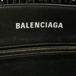 Balenciaga Black Varnished Faux Leather Large Bistro Basket Tote