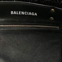 Balenciaga Black Varnished Faux Leather Large Bistro Basket Tote