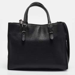 Pre Owned Balenciaga Black Leather Mini Papier A4 Tote