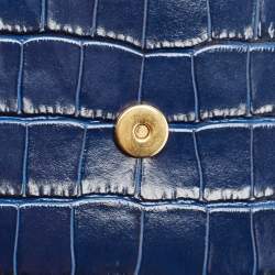 Balenciaga Blue Croc Embossed Leather Small Hourglass Top Handle Bag