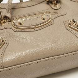 Pre Owned Balenciaga Beige Leather Nano Classic City Tote