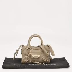 Pre Owned Balenciaga Beige Leather Nano Classic City Tote