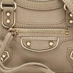 Pre Owned Balenciaga Beige Leather Nano Classic City Tote