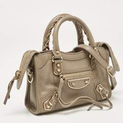 Pre Owned Balenciaga Beige Leather Nano Classic City Tote