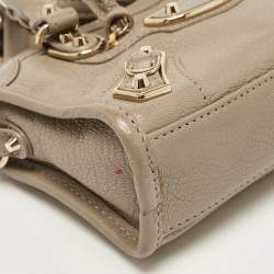Pre Owned Balenciaga Beige Leather Nano Classic City Tote