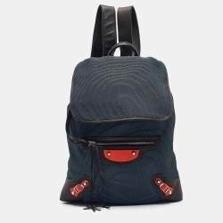 Balenciaga Tricolor Nylon and Leather Daypack Drawstring Backpack