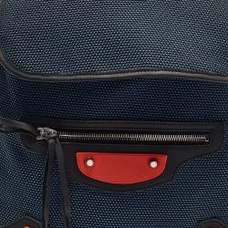 Balenciaga Tricolor Nylon and Leather Daypack Drawstring Backpack