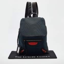 Balenciaga Tricolor Nylon and Leather Daypack Drawstring Backpack