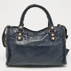 Pre Owned Balenciaga Navy Blue Leather Mini Classic City Bag
