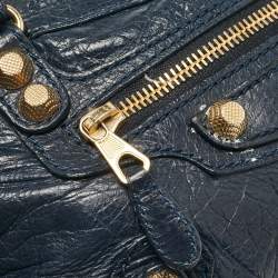 Pre Owned Balenciaga Navy Blue Leather Mini Classic City Bag