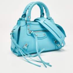 Pre Owned Balenciaga Light Blue Leather Mini Neo Classic City Tote