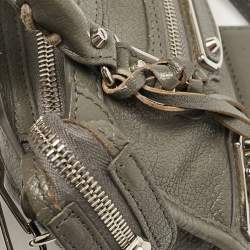 Pre Owned Balenciaga Grey Leather Nano Metallic Edge Classic City Tote