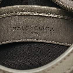 Pre Owned Balenciaga Grey Leather Nano Metallic Edge Classic City Tote