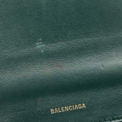 Balenciaga Green Croc Embossed Leather Small Hourglass Top Handle Bag