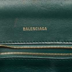 Balenciaga Green Croc Embossed Leather Small Hourglass Top Handle Bag