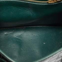 Balenciaga Green Croc Embossed Leather Small Hourglass Top Handle Bag