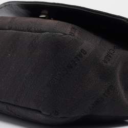 Pre Owned Balenciaga Black Diagonal Logo Fabric and Leather BB Charm Shoulder Bag