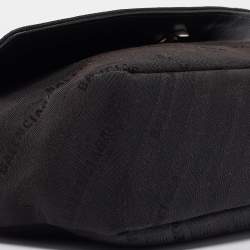 Pre Owned Balenciaga Black Diagonal Logo Fabric and Leather BB Charm Shoulder Bag