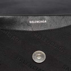 Pre Owned Balenciaga Black Diagonal Logo Fabric and Leather BB Charm Shoulder Bag