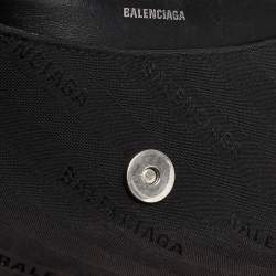 Pre Owned Balenciaga Black Diagonal Logo Fabric and Leather BB Charm Shoulder Bag