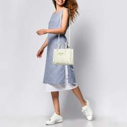 Pre Owned Balenciaga Light Yellow Snakeskin Mini Papier A4 Tote