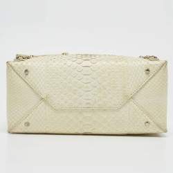 Pre Owned Balenciaga Light Yellow Snakeskin Mini Papier A4 Tote