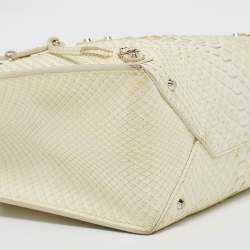 Pre Owned Balenciaga Light Yellow Snakeskin Mini Papier A4 Tote