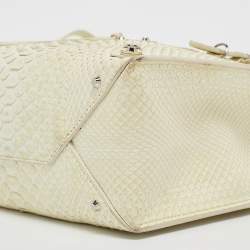 Pre Owned Balenciaga Light Yellow Snakeskin Mini Papier A4 Tote