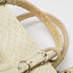 Pre Owned Balenciaga Light Yellow Snakeskin Mini Papier A4 Tote
