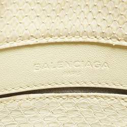 Pre Owned Balenciaga Light Yellow Snakeskin Mini Papier A4 Tote