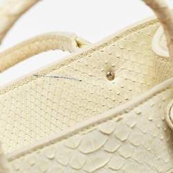 Pre Owned Balenciaga Light Yellow Snakeskin Mini Papier A4 Tote