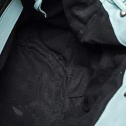 Pre Owned Balenciaga Light Blue Leather Pompon GSH Hobo