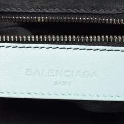 Pre Owned Balenciaga Light Blue Leather Pompon GSH Hobo