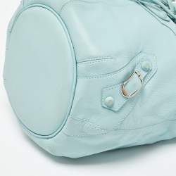 Pre Owned Balenciaga Light Blue Leather Pompon GSH Hobo