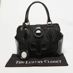 Balenciaga Black Suede and Leather Frame Satchel