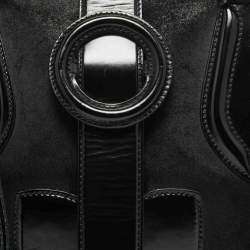 Balenciaga Black Suede and Leather Frame Satchel