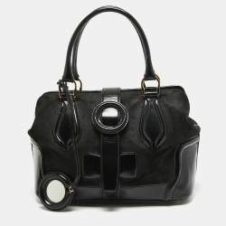 Balenciaga Black Suede and Leather Frame Satchel