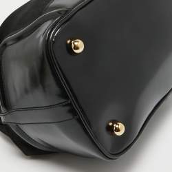 Balenciaga Black Suede and Leather Frame Satchel