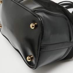 Balenciaga Black Suede and Leather Frame Satchel