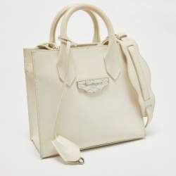 Pre Owned Balenciaga Off White Leather Mini All Afternoon Tote