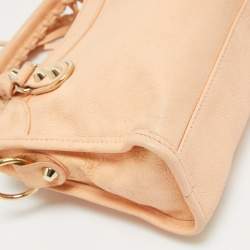 Pre Owned Balenciaga Peach Leather Mini Classic Metallic Edge City Bag