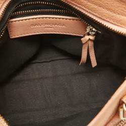 Pre Owned Balenciaga Peach Leather Mini Classic Metallic Edge City Bag