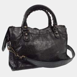 Pre Owned Balenciaga Black Goatskin Mini City Handbag