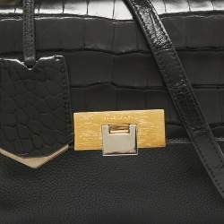 Pre Owned Balenciaga Black Alligator and Leather Le Dix Cartable Top Handle Bag