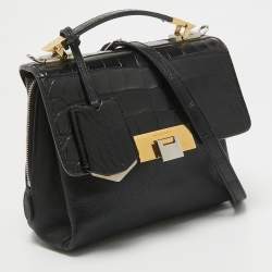 Pre Owned Balenciaga Black Alligator and Leather Le Dix Cartable Top Handle Bag
