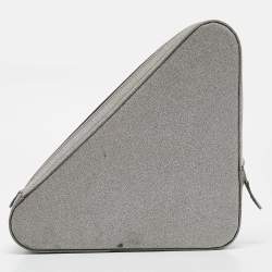 Balenciaga Silver Glitter Triangle Clutch