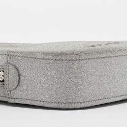 Balenciaga Silver Glitter Triangle Clutch