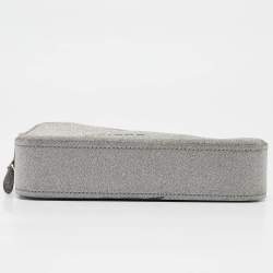 Balenciaga Silver Glitter Triangle Clutch